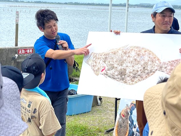 ウォット館長さんより、ヒラメの生態・特徴をご説明いただきました♪