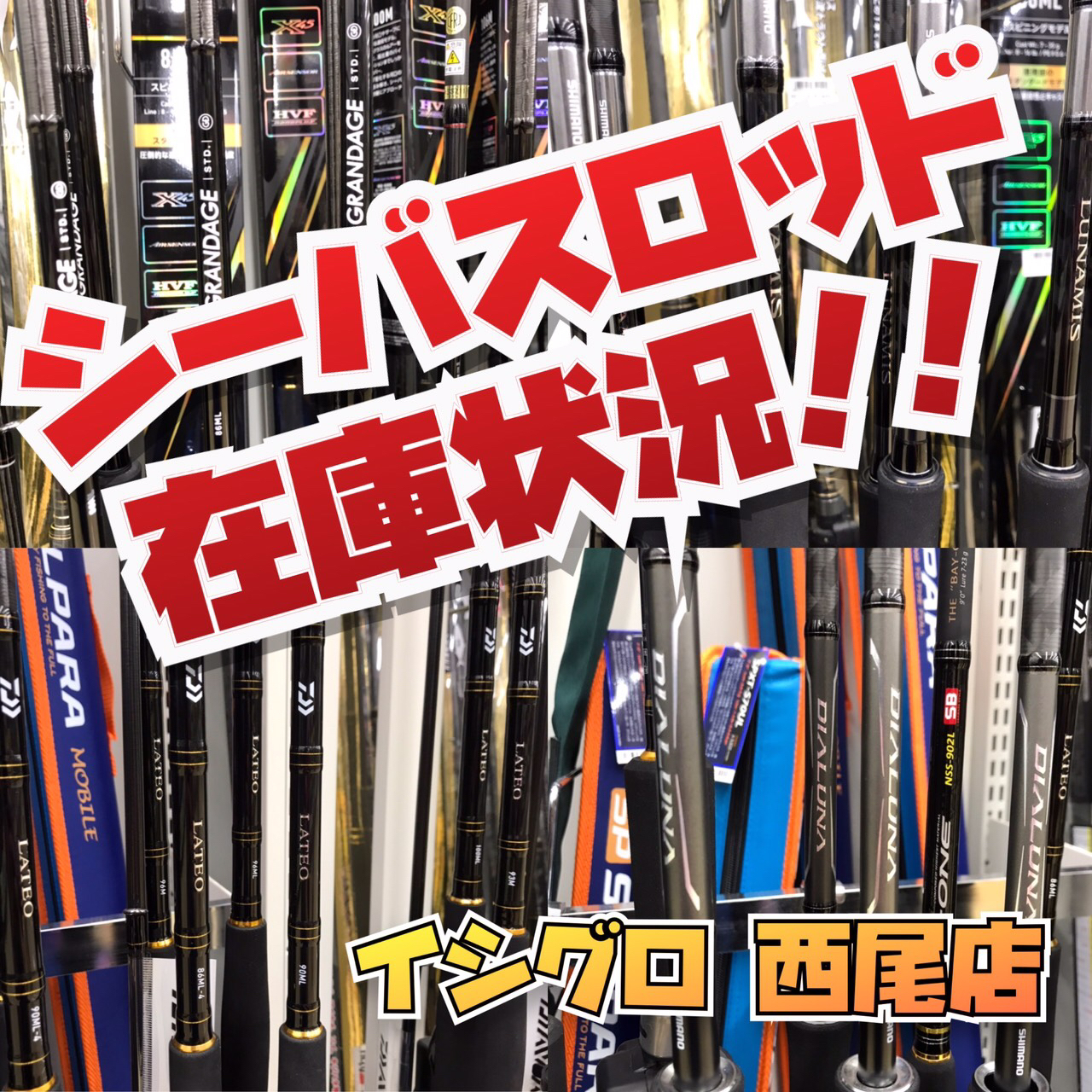 欲しかった番手が見つかるかも！？]シーバスロッド在庫状況 一部紹介