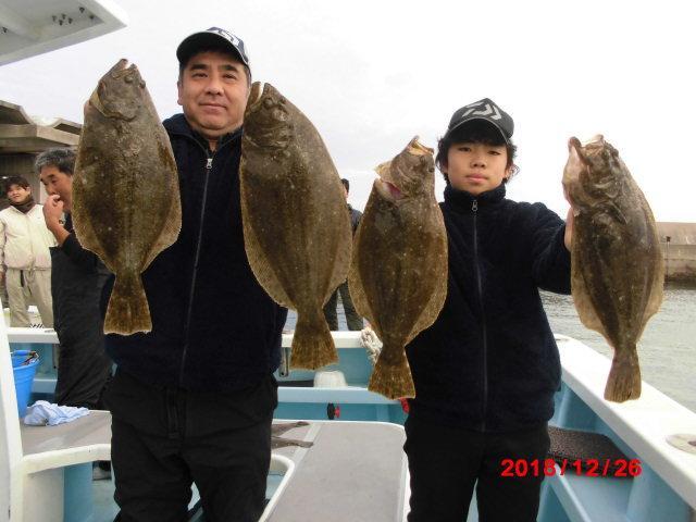 寒さにもめげず親子で肉厚ポッチャリビラメを⑥枚 釣り上げましたッ！！