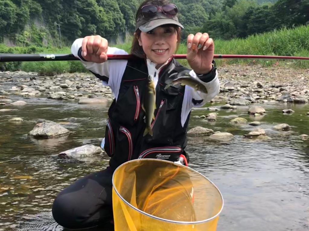 釣女鮎釣り２回目。取り込みまでできるようになりました！