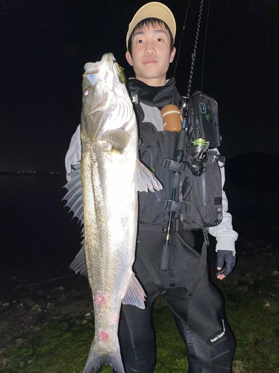 スタッフ白柳、改心の69㎝シーバスGET! 「クロストリガー」ほぼ落ちパク!